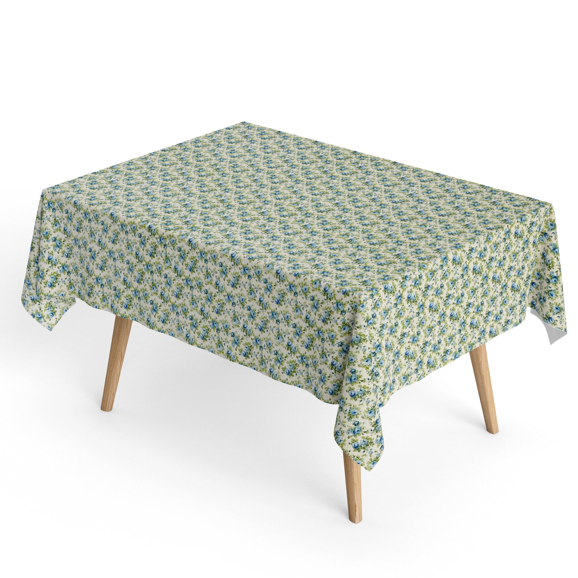 Baumwoll Tischdecke blaue Rosen