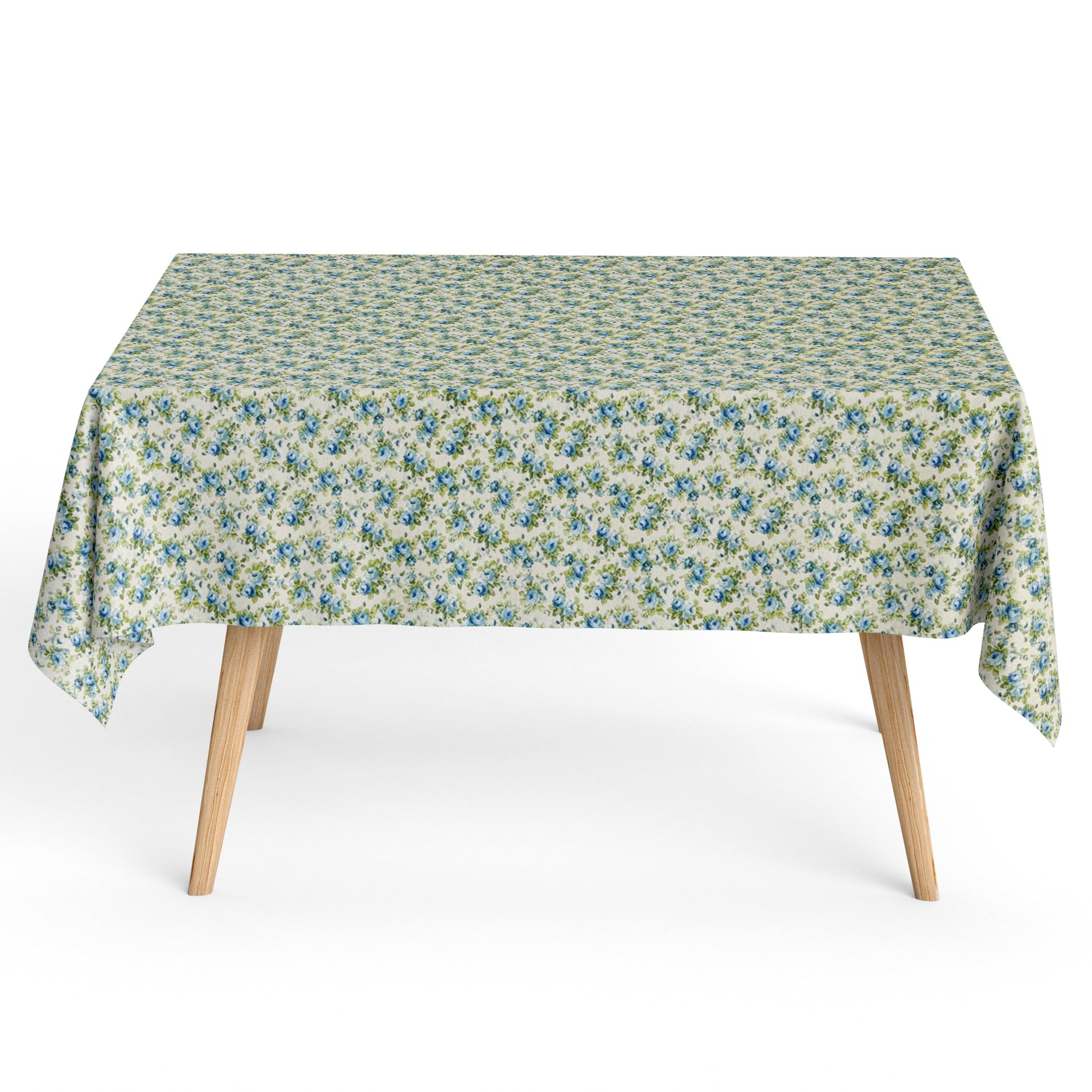Baumwoll Tischdecke blaue Rosen