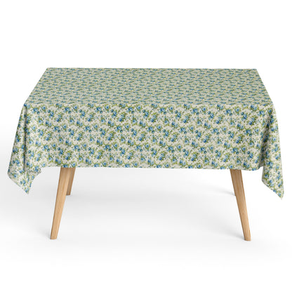 Baumwoll Tischdecke blaue Rosen