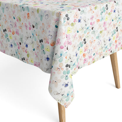 Jacquard Tischdecke aus beschichteter Baumwolle mit Fleckenschutz DP142 pastellfarbene Blüten eckig rund oval