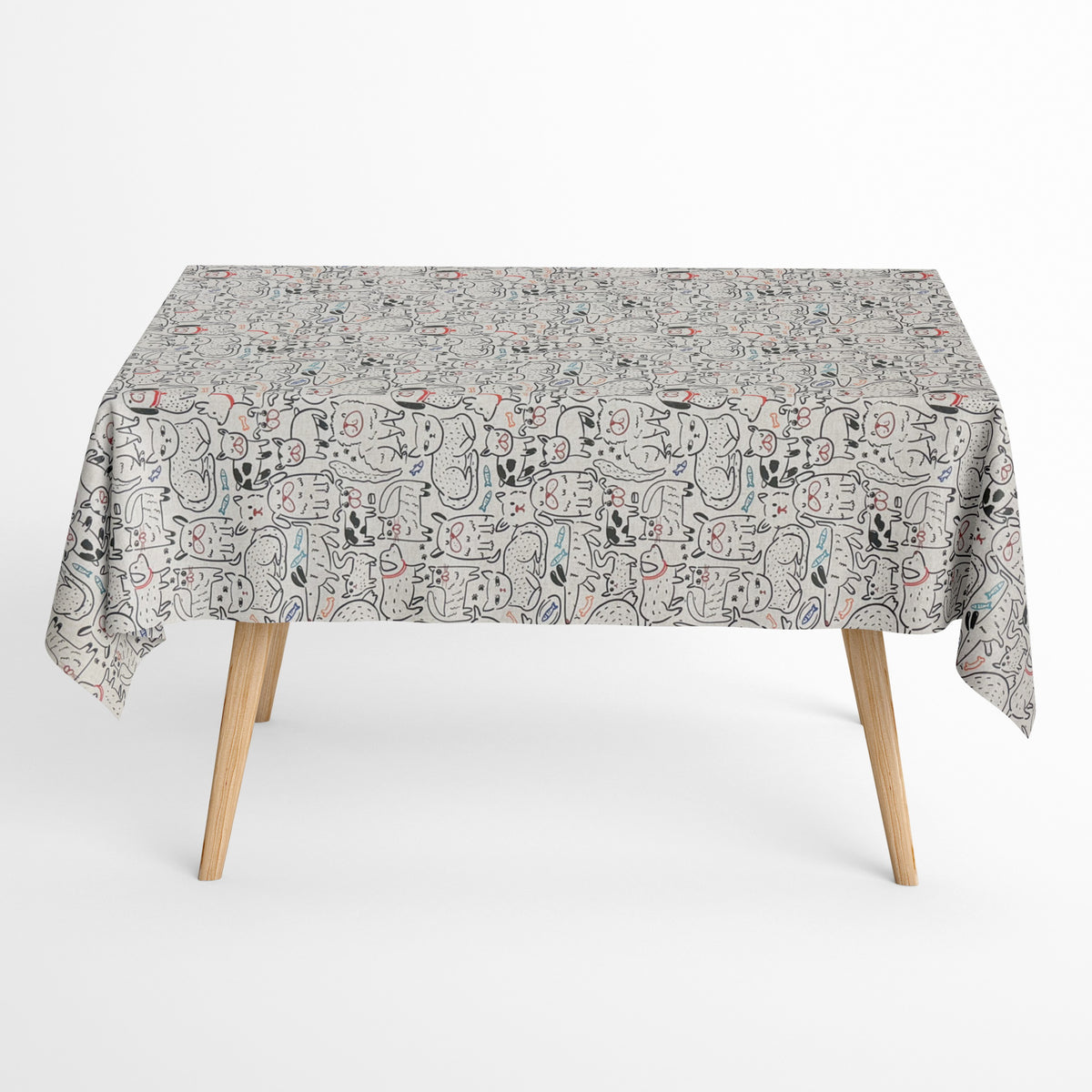 Jacquard Tischdecke aus beschichteter Baumwolle mit Fleckenschutz DP160 Hunde und Katzen eckig rund oval