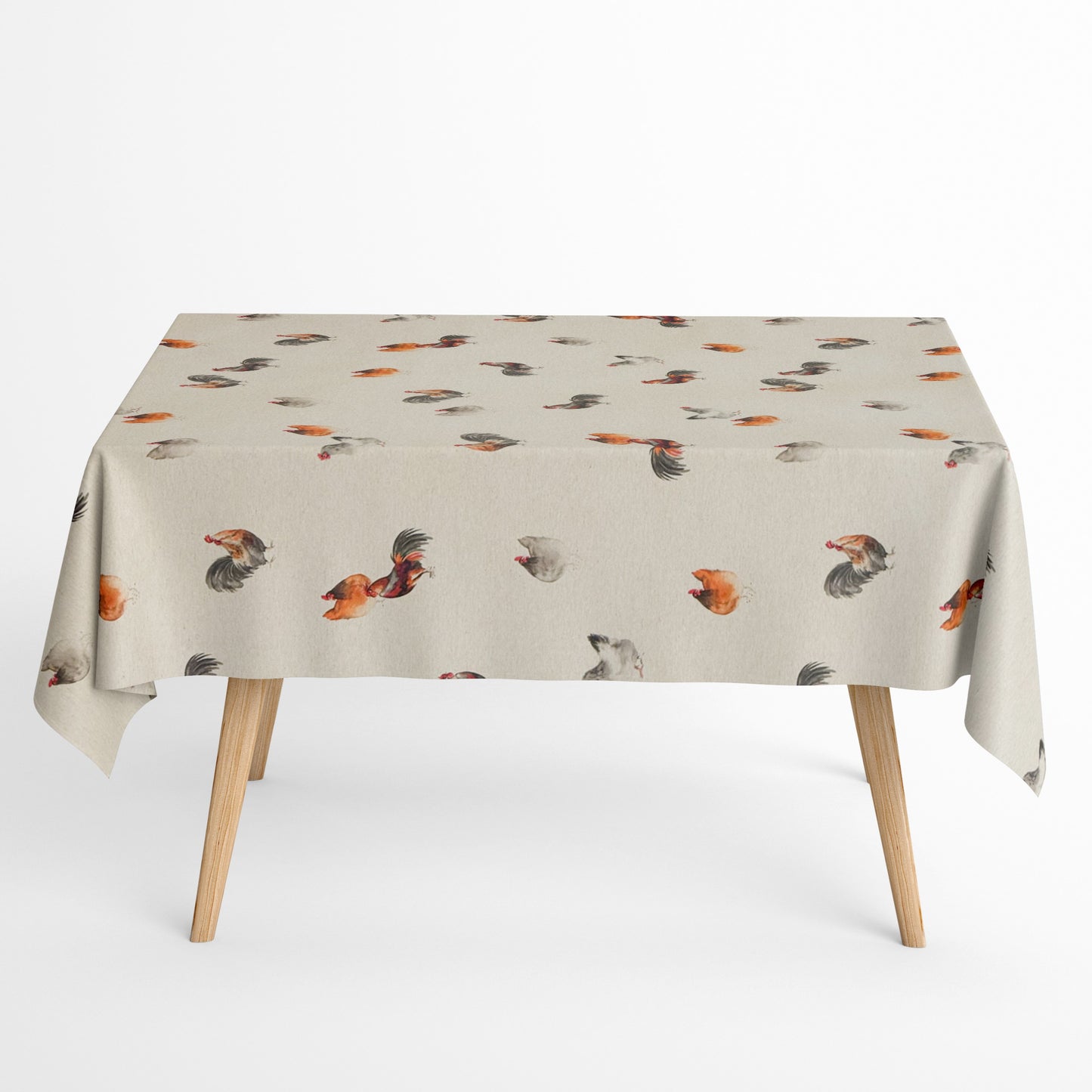 Jacquard Tischdecke beschichtete Baumwolle DP545 Hühner Henne Hahn eckig rund oval