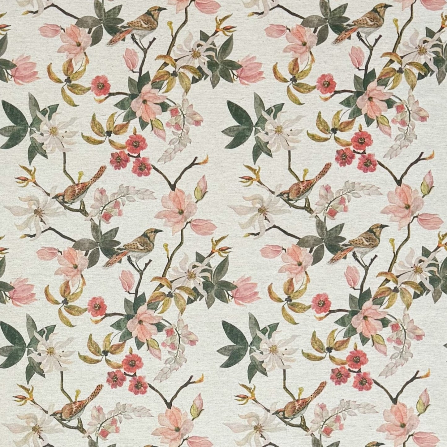 Jacquard Tischdecke beschichtete Baumwolle DP546 Magnolienblüten Vögel eckig rund oval
