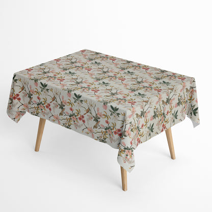 Jacquard Tischdecke beschichtete Baumwolle DP546 Magnolienblüten Vögel eckig rund oval