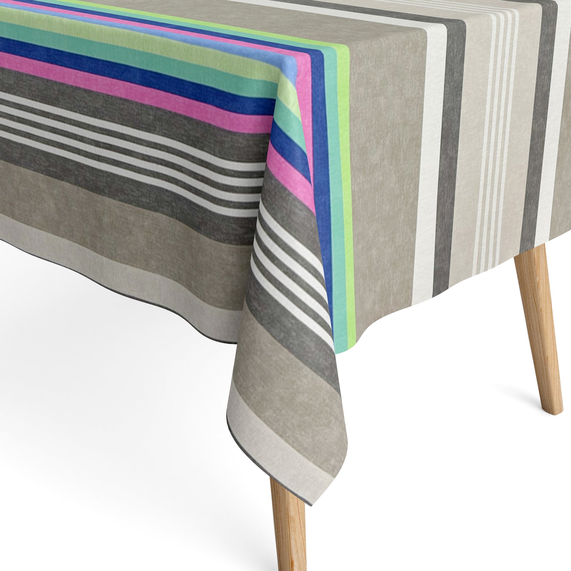 Baumwoll Tischdecke gestreift neonfarben 