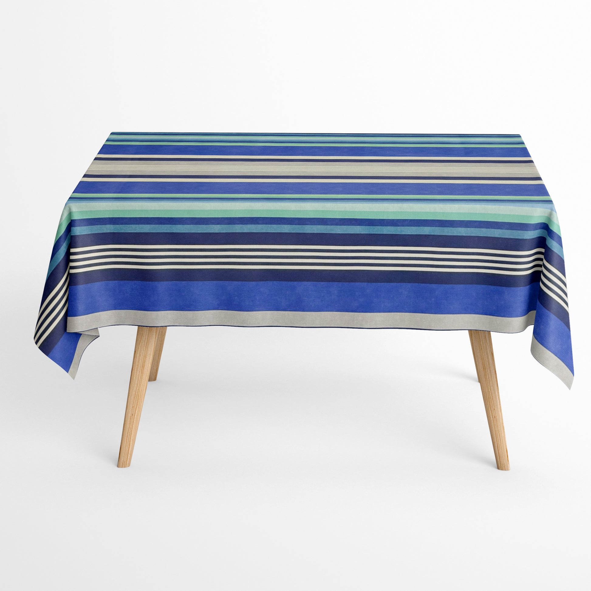 Baumwoll Tischdecke blaue Streifen