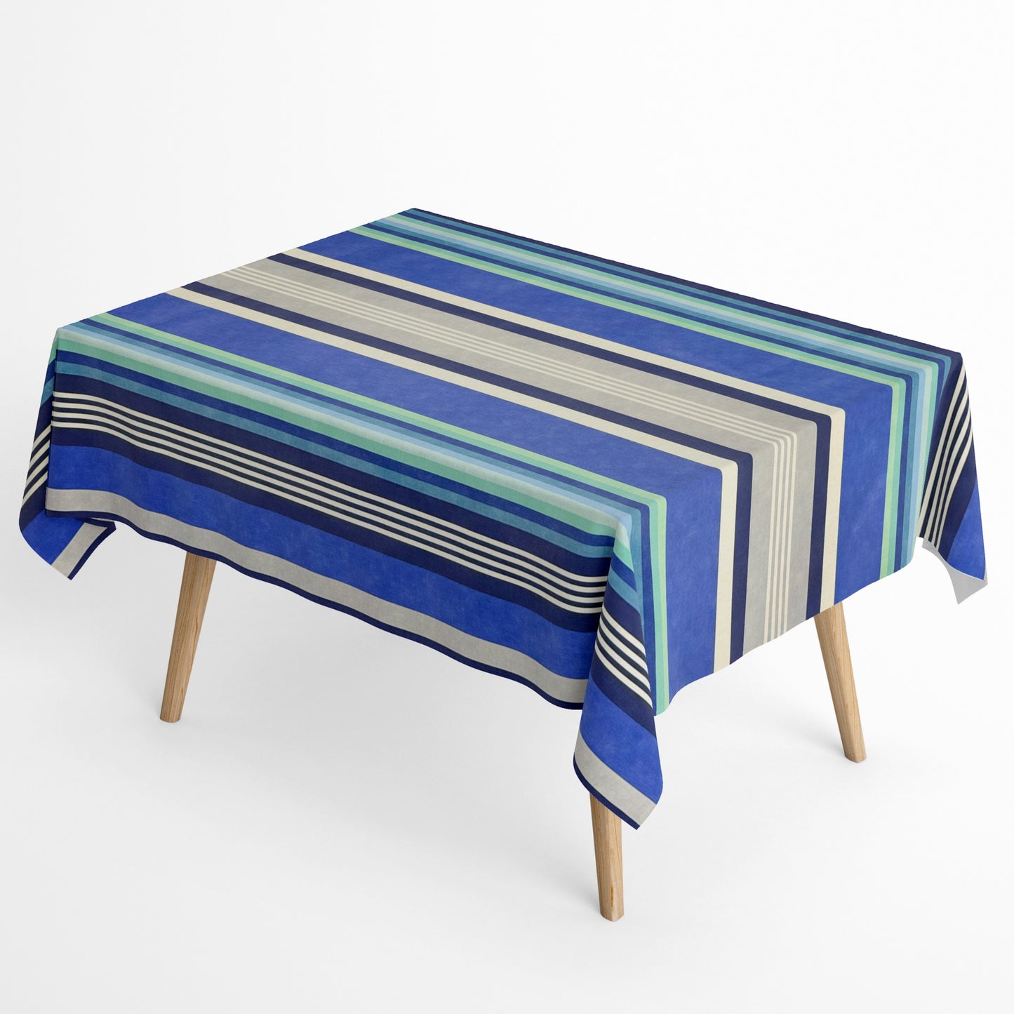 Baumwoll Tischdecke blaue Streifen