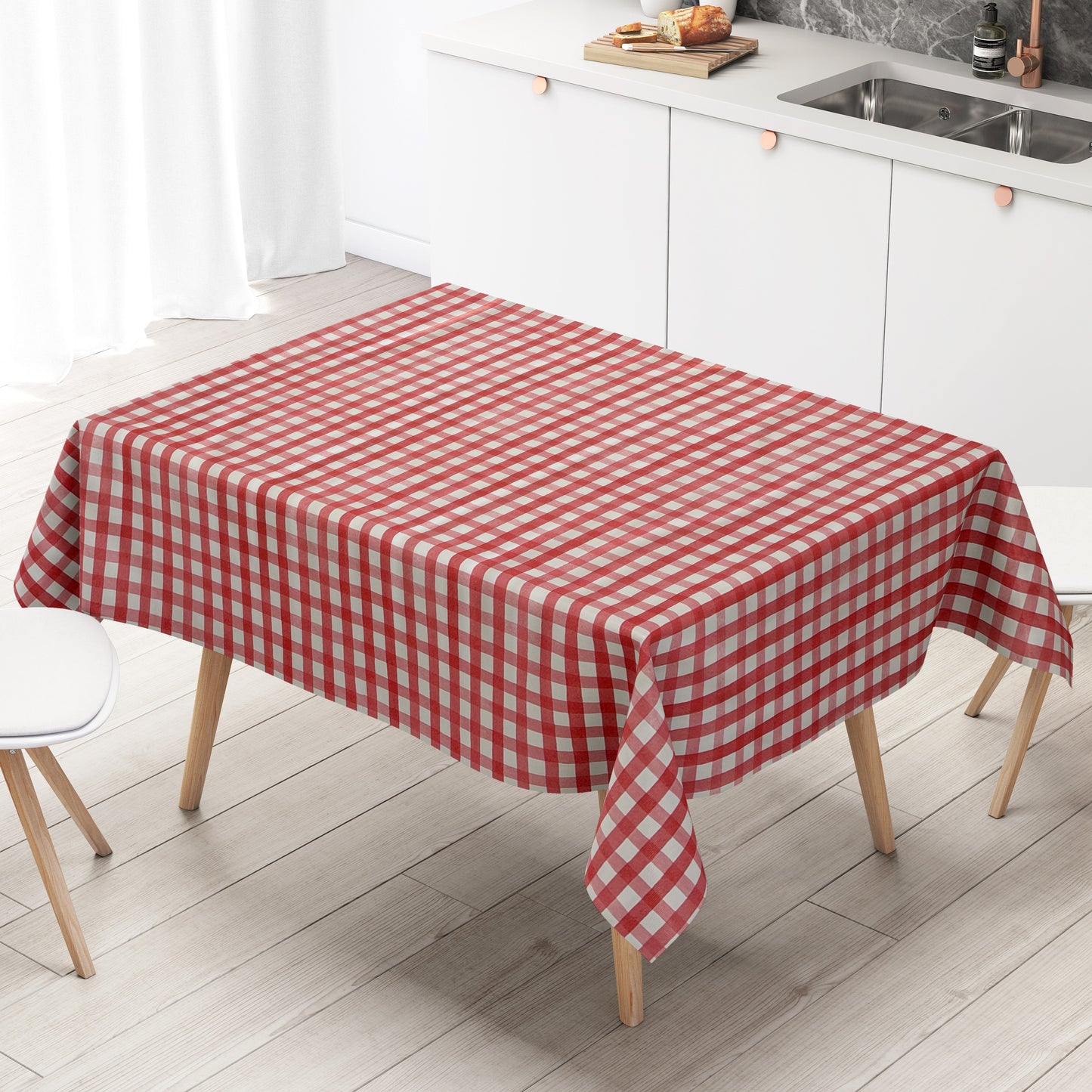 Wachstuch Tischdecke kariert rot