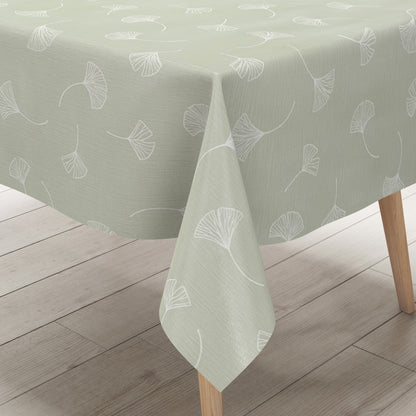 Wachstuch Tischdecke it Ginkgoblättern auf mintgrün