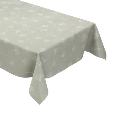 Wachstuch Tischdecke it Ginkgoblättern auf mintgrün