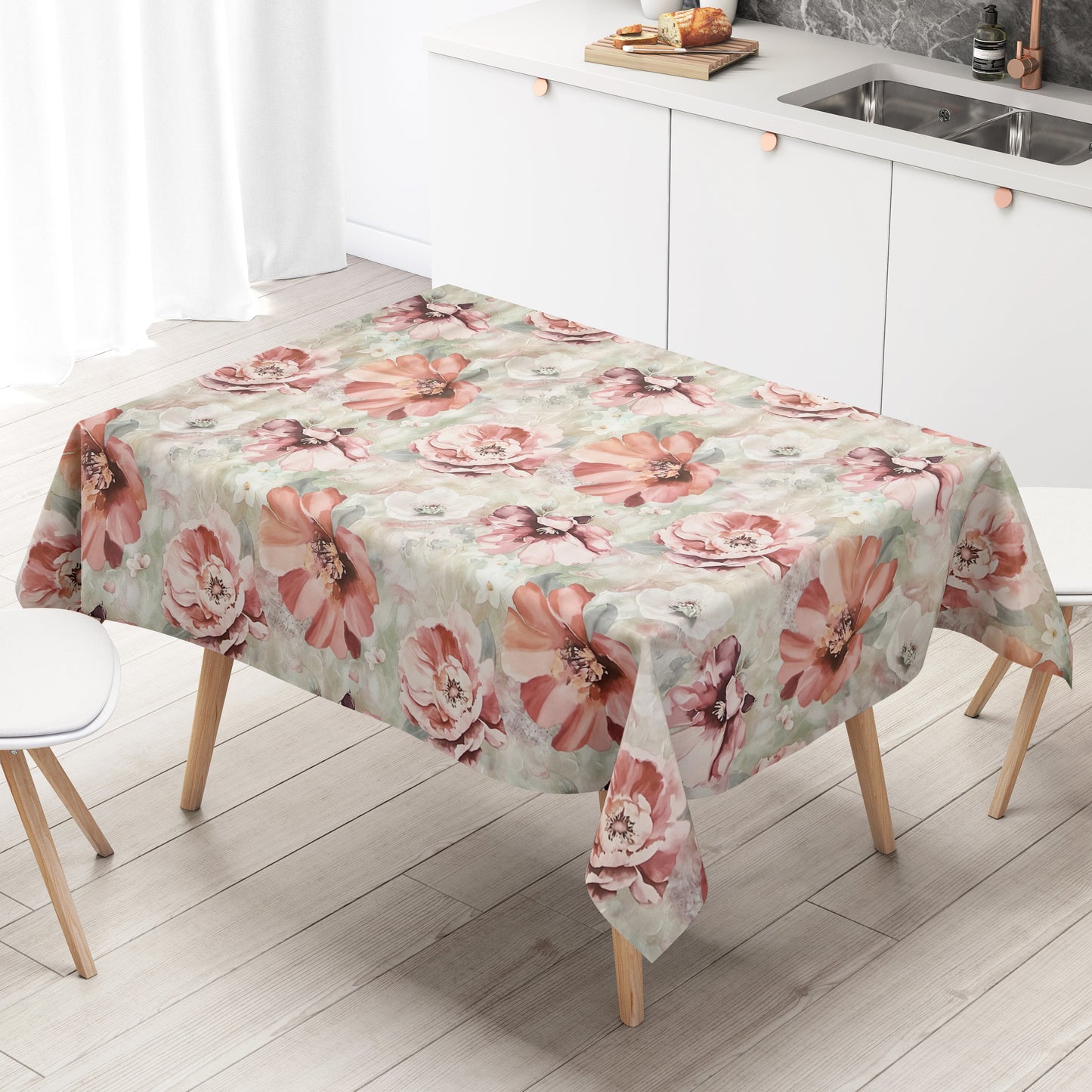 Nappe en toile cirée EG60 vert menthe mauve coquelicot carrée ronde ovale