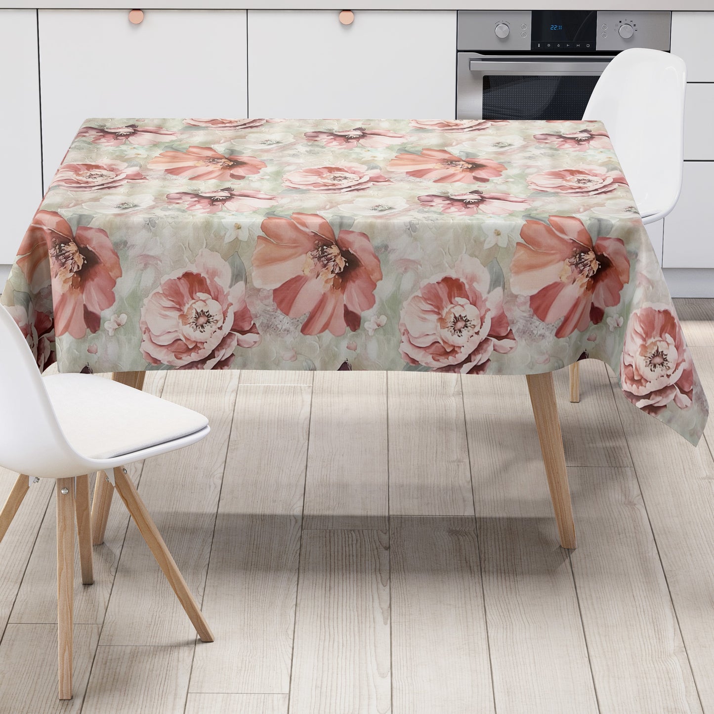 Nappe en toile cirée EG60 vert menthe mauve coquelicot carrée ronde ovale