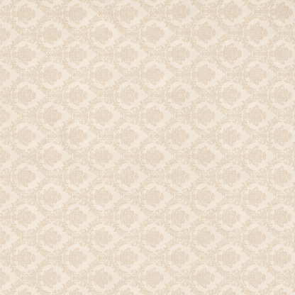 Beige Jacquard-Tischdecke aus beschichteter Baumwolle mit elegantem Ornamentmuster und Fleckenschutz.