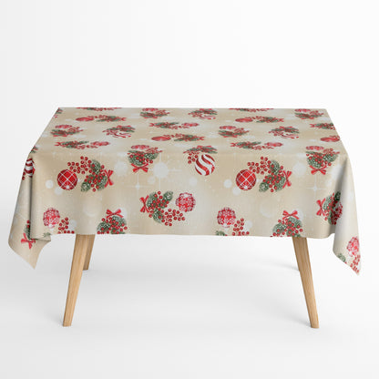 Tischdecke beschichtete Baumwolle beige Weihnachten 