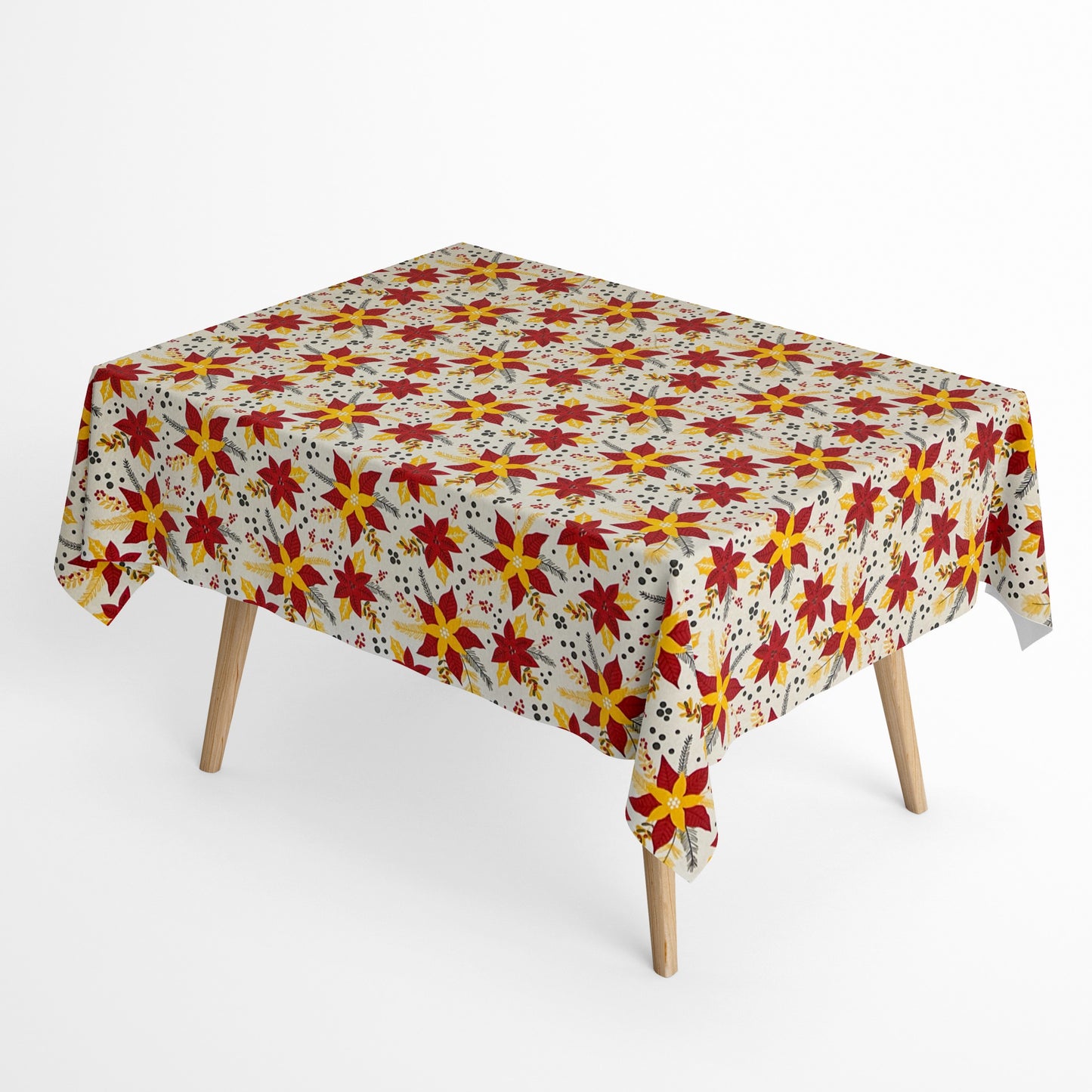 Cotton tablecloth Christmas Advent ETTIA C-198 poinsettia square round oval