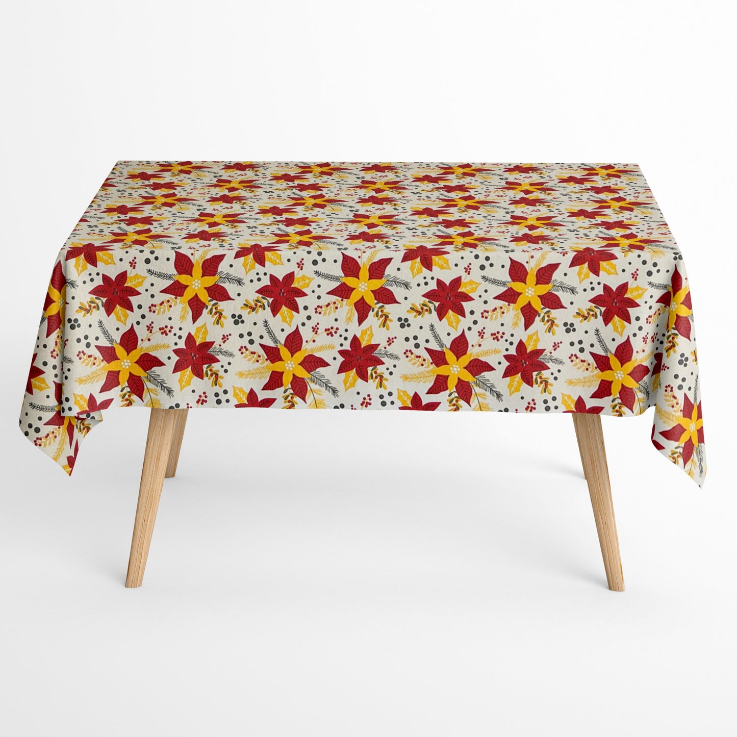 Cotton tablecloth Christmas Advent ETTIA C-198 poinsettia square round oval