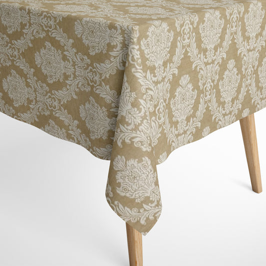 Textile Tischdecke Baumwolle Weihnachten beige Ornamente