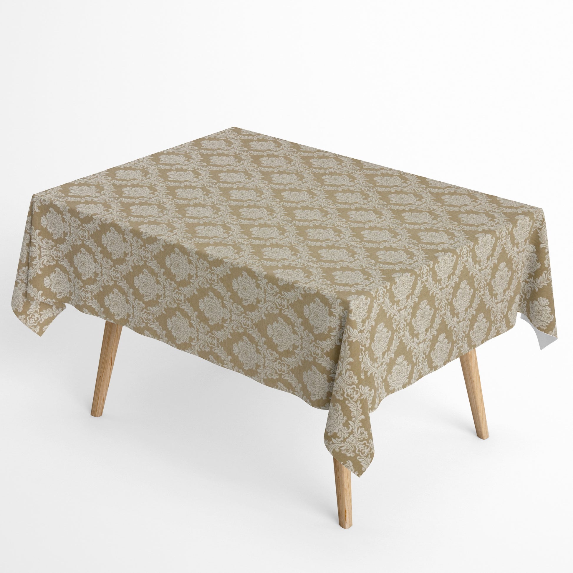 Textile Tischdecke Baumwolle Weihnachten beige Ornamente