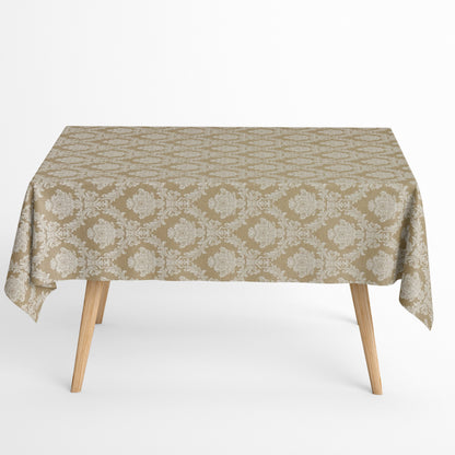 Textile Tischdecke Baumwolle Weihnachten beige Ornamente