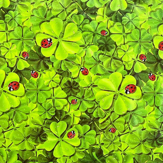 SALE Oilcloth roll sold by the meter F100 clover leaf ladybug