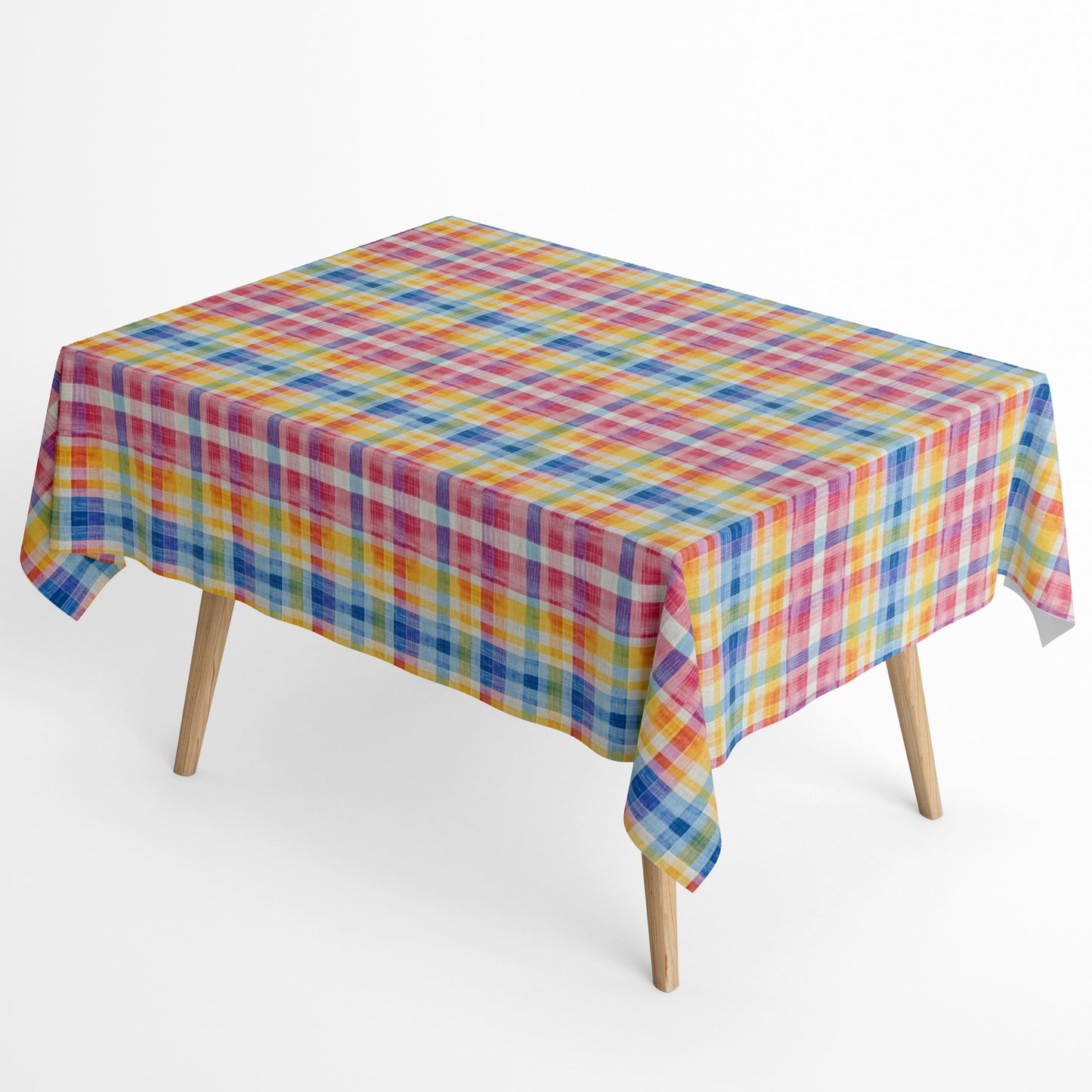  Die jacquard Tischdecke aus beschichteter Baumwolle zeigt ein klassisches Karomuster in lebendigen Farben wie Rot, Blau, Gelb und Grün. Die feine Webstruktur verleiht Tiefe, während die Beschichtung sie fleckenabweisend und pflegeleicht macht. 