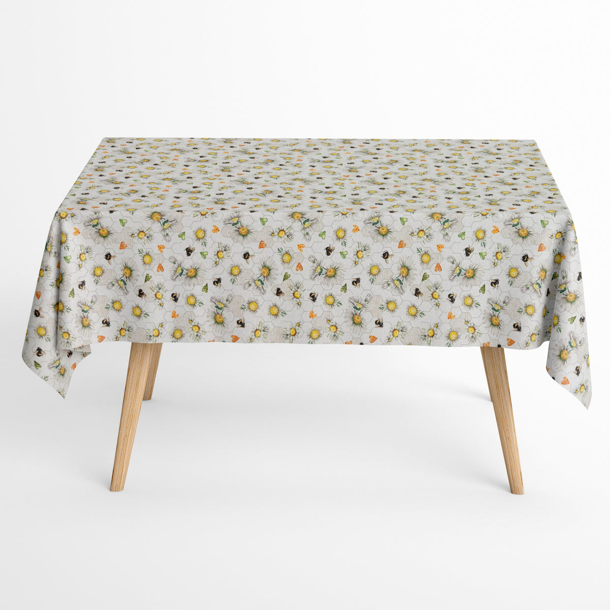 Tischdecke aus beschichteter Baumwolle Bienen und Blüten