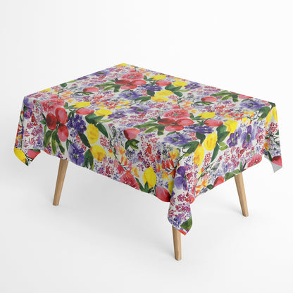 textile Tischdecke Obst Blumen