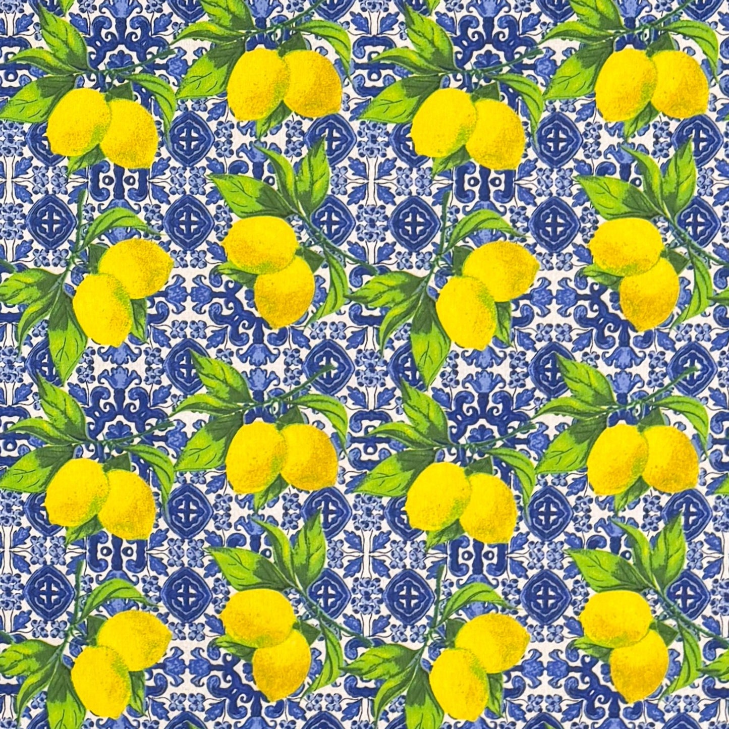 Baumwoll Tischdecke Zitronen Mosaik