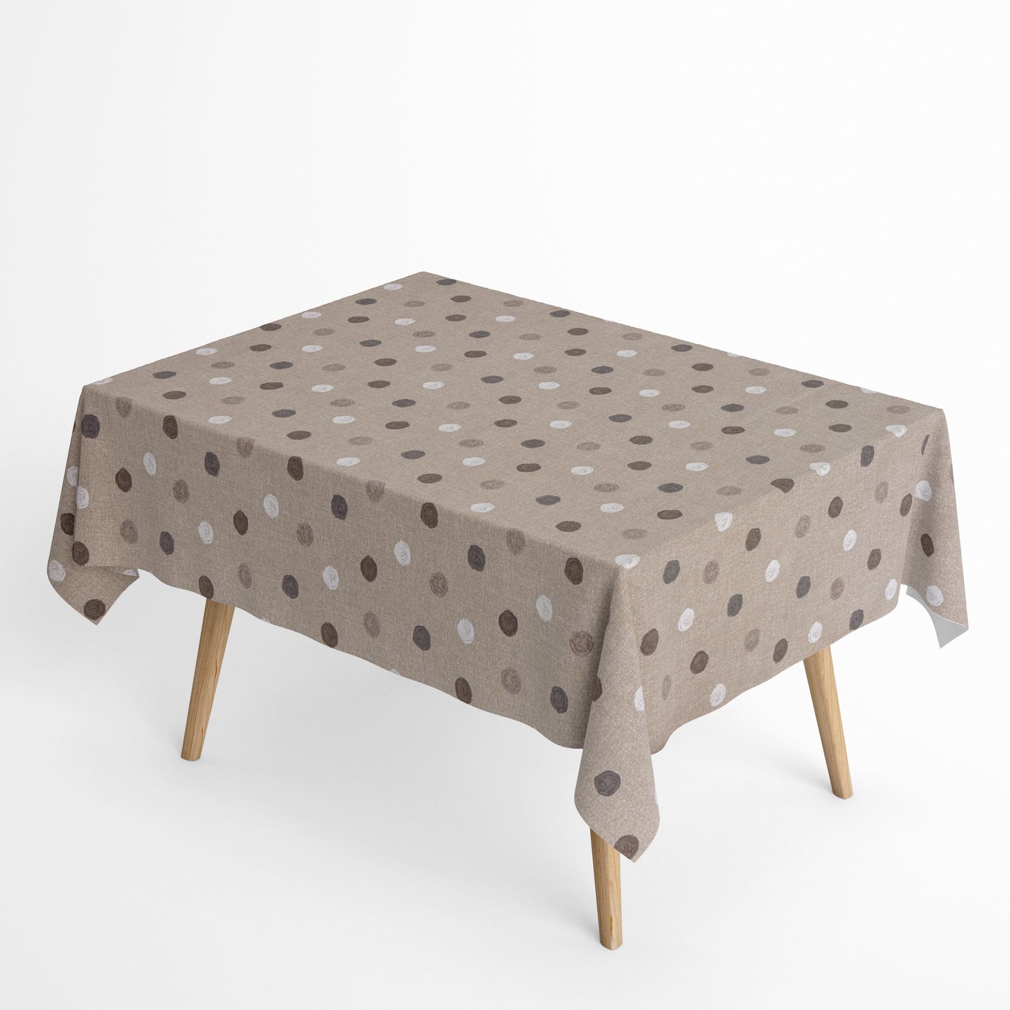 Baumwoll Tischdecke Punkte auf beige