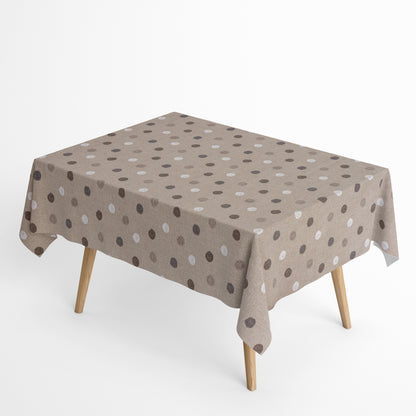 Baumwoll Tischdecke Punkte auf beige