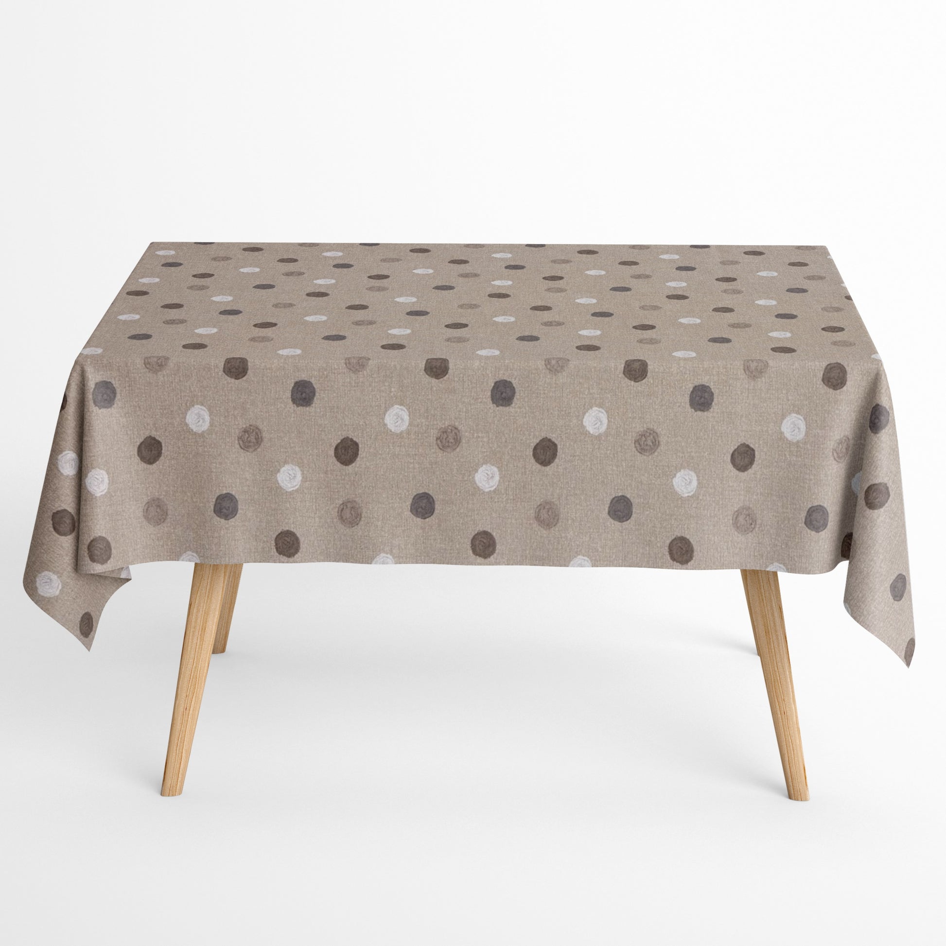 Baumwoll Tischdecke Punkte auf beige