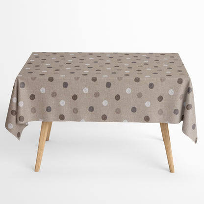 Baumwoll Tischdecke Punkte auf beige