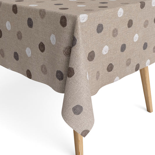 Baumwoll Tischdecke Punkte auf beige