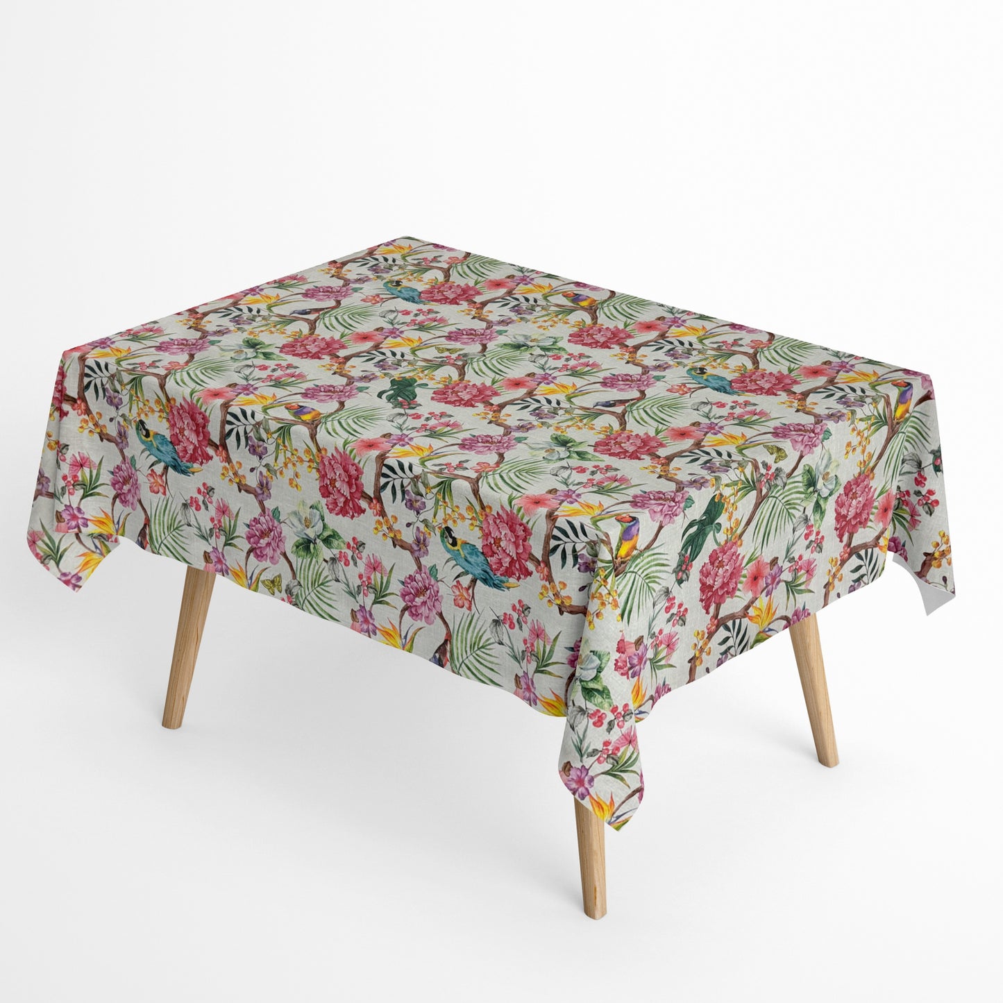 Baumwoll Tischdecke Dschungel Papagei Hibiskus