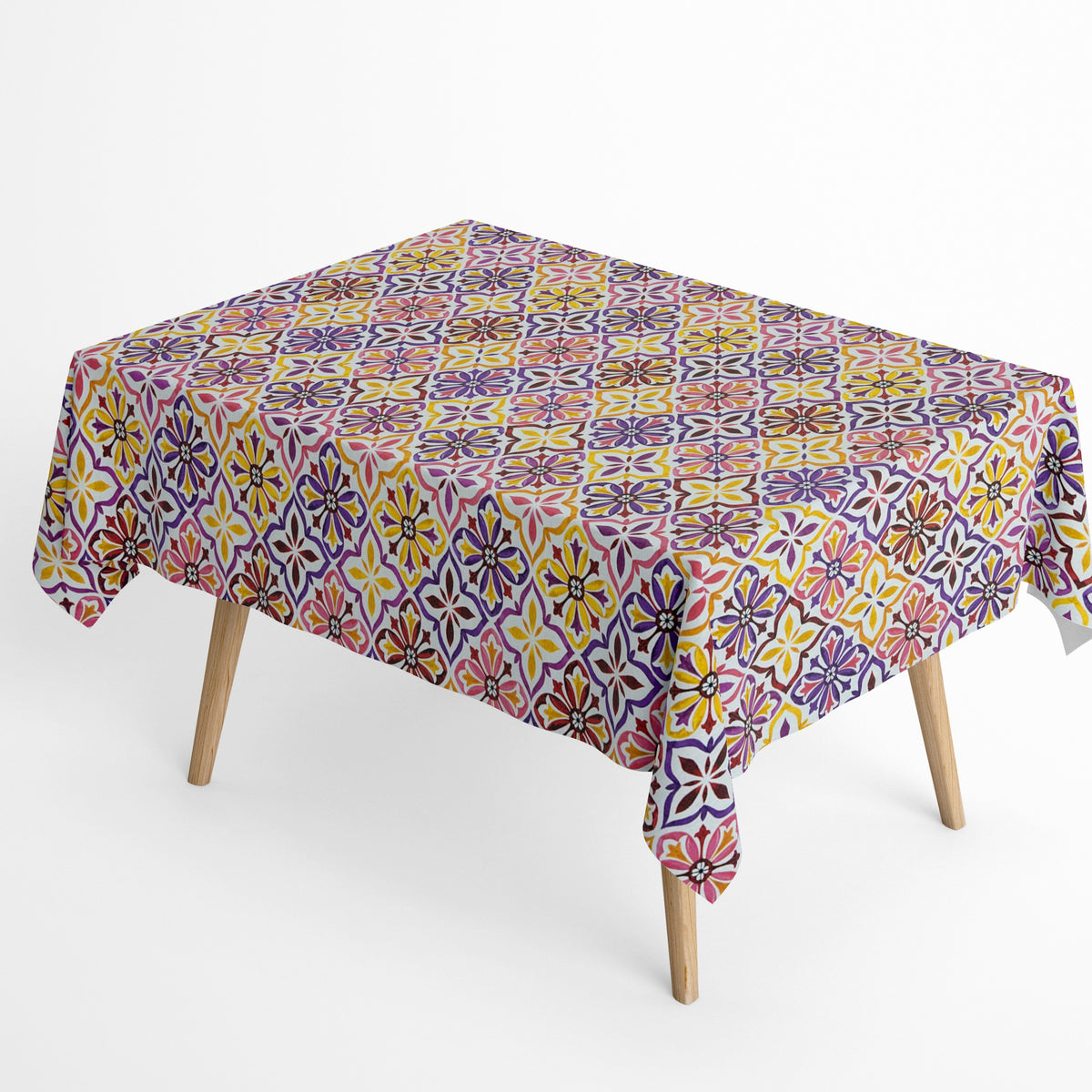 Jacquard Tischdecke Mosaik lila