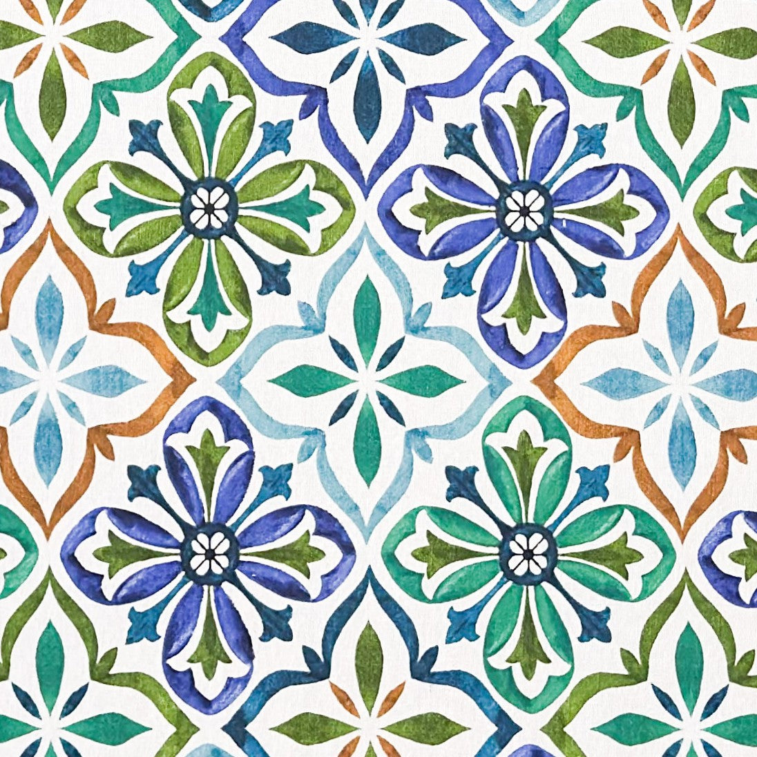 Jacquard Tischdecke aus beschichteter Baumwolle Mosaik türkis