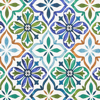 Jacquard Tischdecke aus beschichteter Baumwolle Mosaik türkis