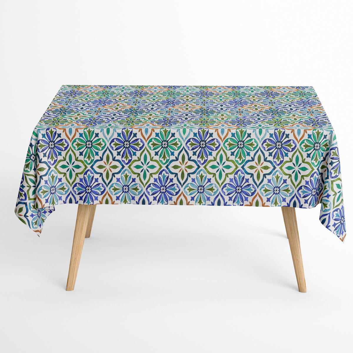 Jacquard Tischdecke aus beschichteter Baumwolle Mosaik türkis