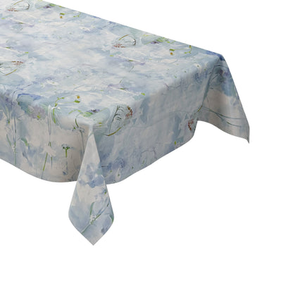 Wachstuchtischdecke hellblau Blumen