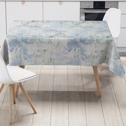 Wachstuchtischdecke hellblau Blumen