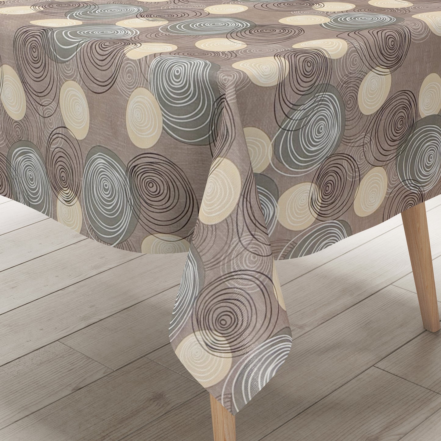 Wachstuch Tischdecke Kreise braun