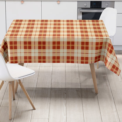 Wachstuch Tischdecke kariert rot beige