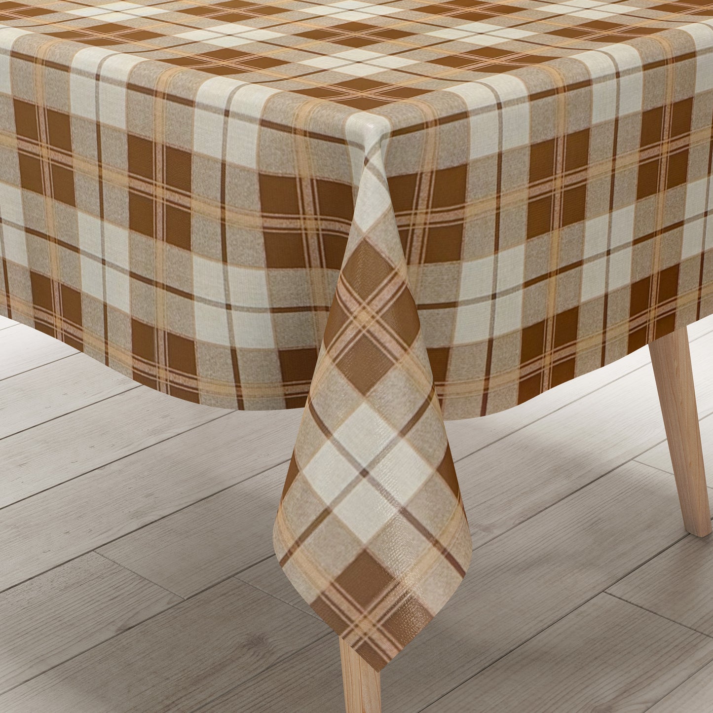 Wachstuch Tischdecke Karo braun beige
