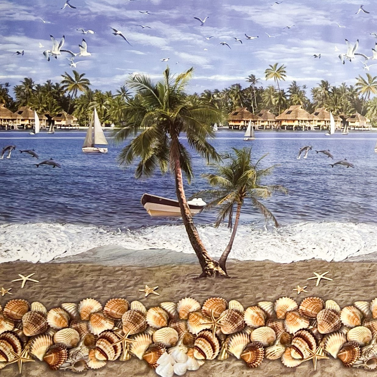 Wachstuch Tischdecke Bahamas Delfine Strand