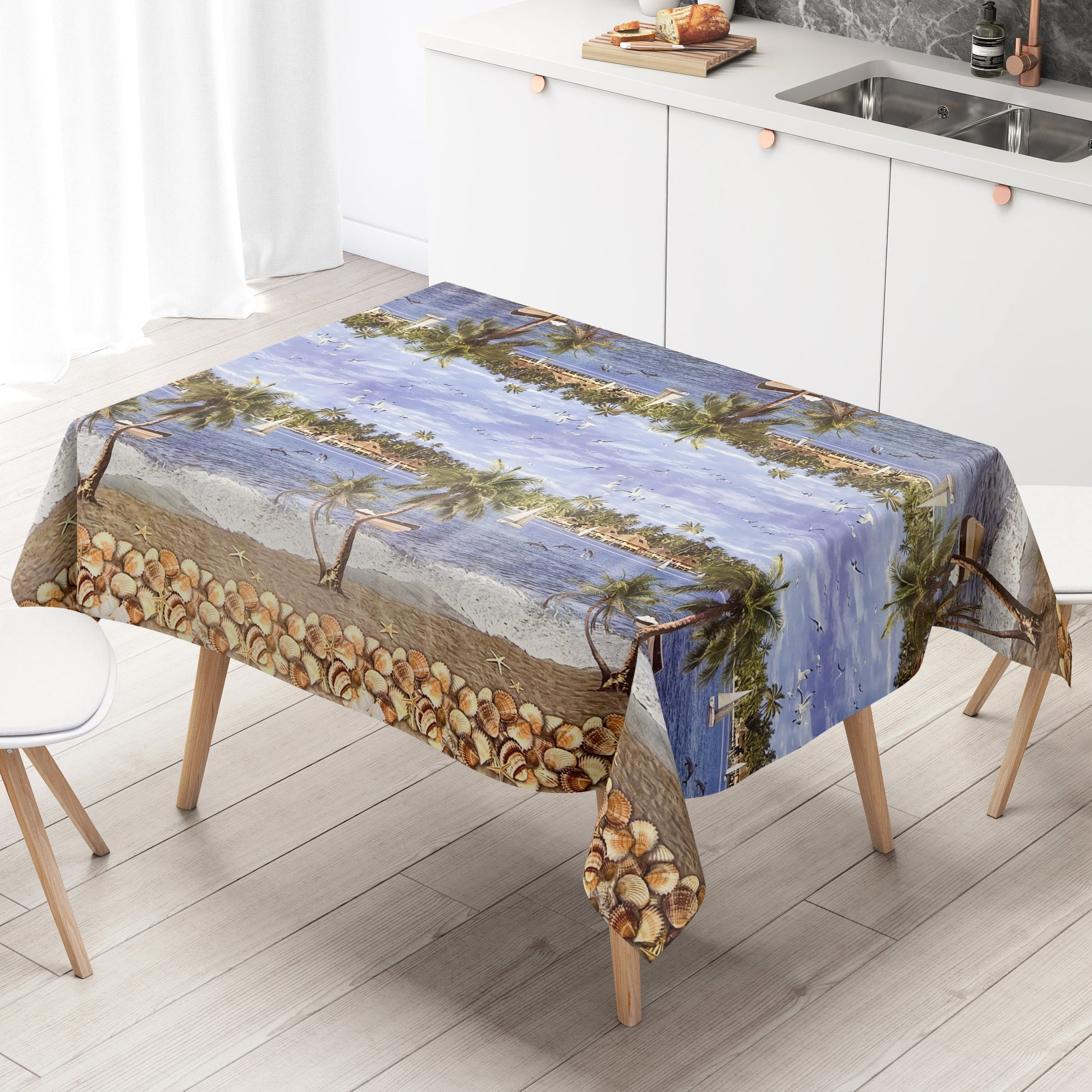 Wachstuch Tischdecke Bahamas Delfine Strand