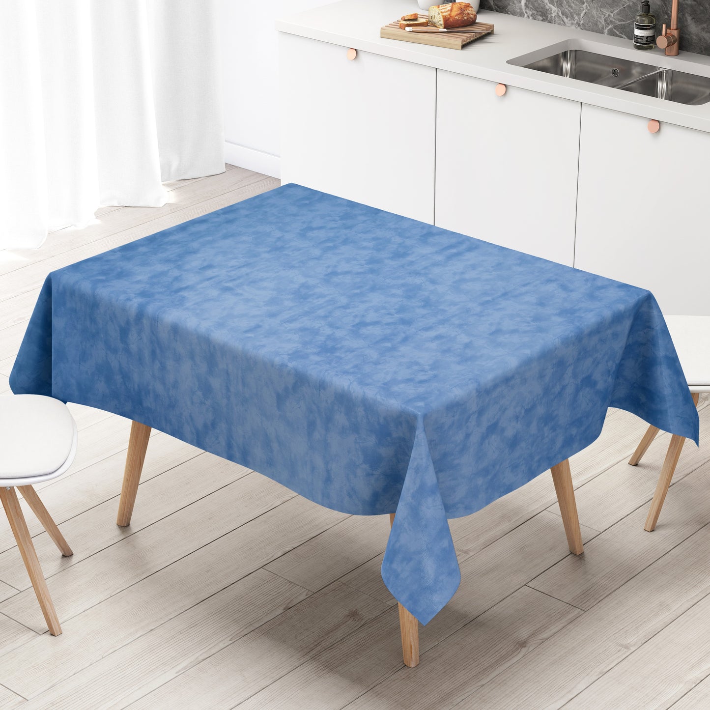 Wachstuch Tischdecke marmoriert blau