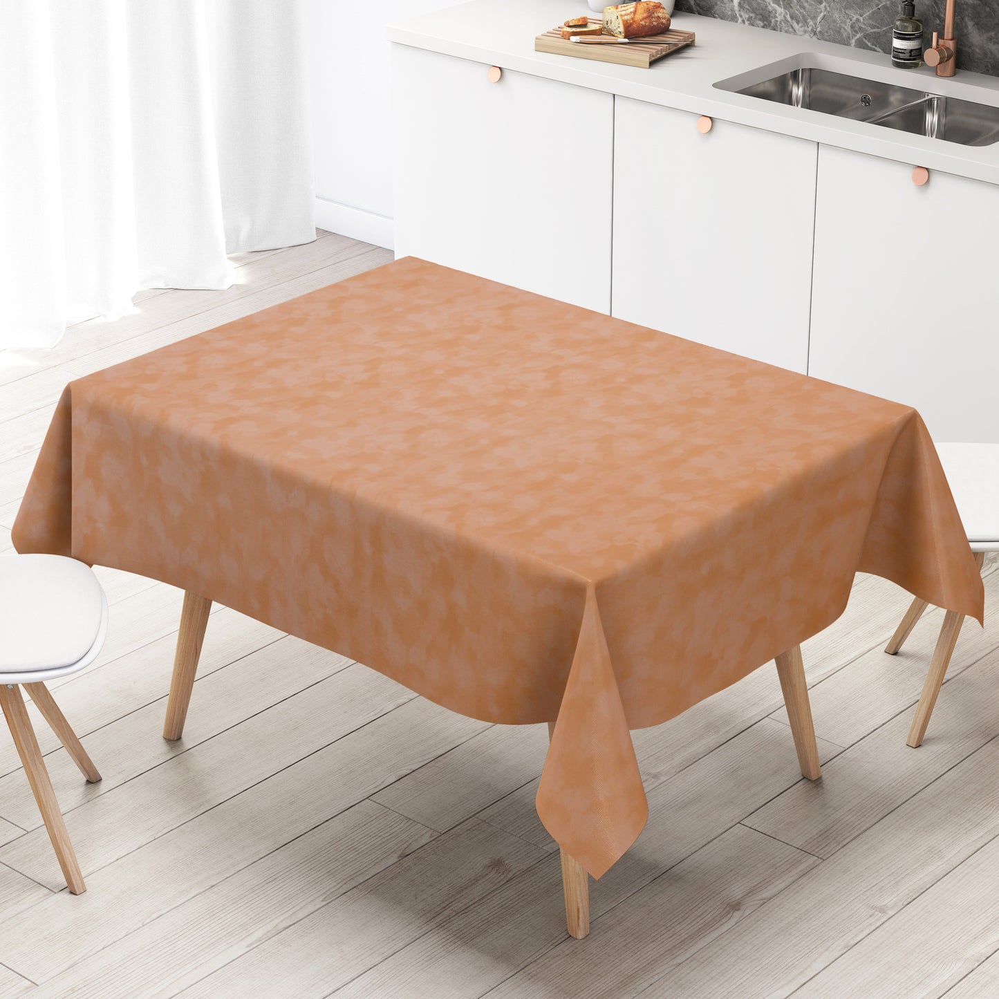 Wachstruch Tischdecke marmoriert terracotta