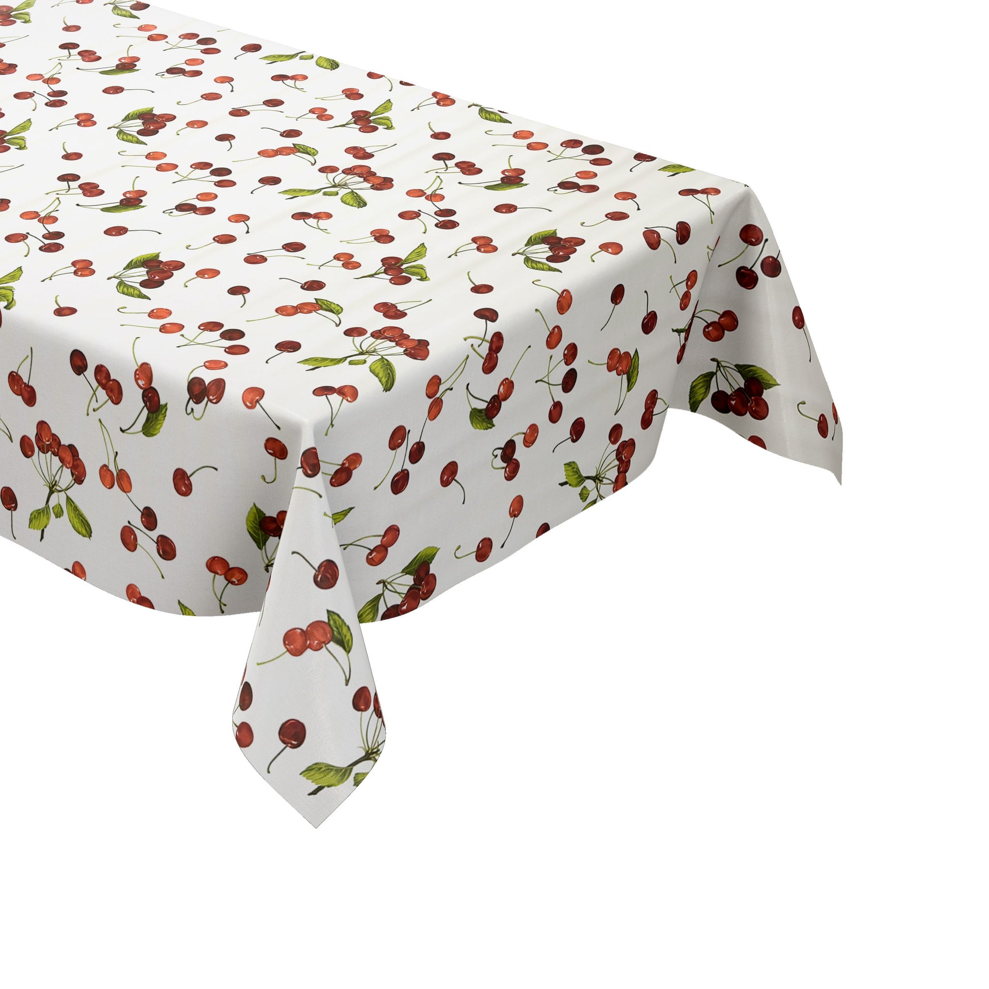 Wachstuch Tischdecke Kirschen weiss