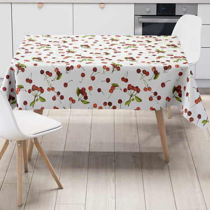 Wachstuch Tischdecke Kirschen weiss