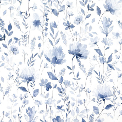 Wachstuch Tischdecke  K150242 blau Blumenwiese Blüten eckig rund oval